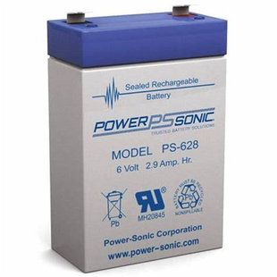 powerpssonic蓄电池PS628 免维护可充电铅酸电池 6VOLT2.9AMP.HR.
