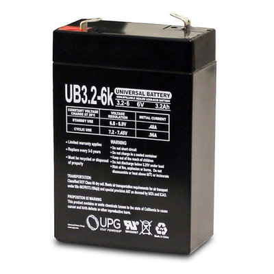 UNIVERSAL BATTERY UB3.2-6K 6V3.2AH免维护可充电铅酸蓄电池