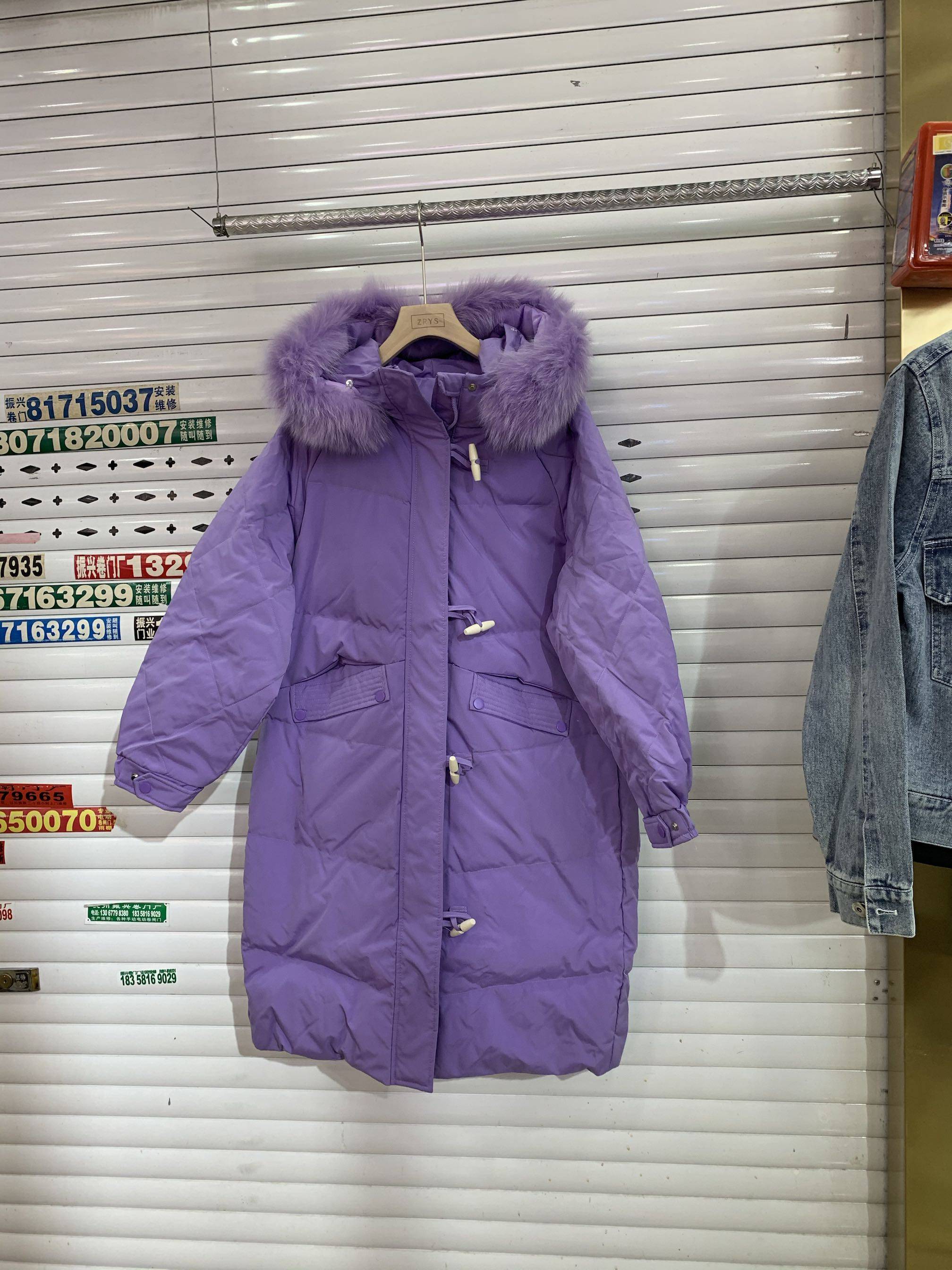网红爆款羽绒服2021冬装新款韩版狐狸毛领过膝牛角扣中长款外套