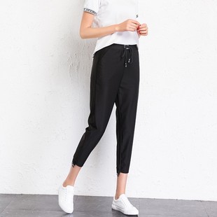 八分慢跑运动卫裤 艾菲蒂女裤 休闲裤 19096027空调休闲裤 2025夏新款