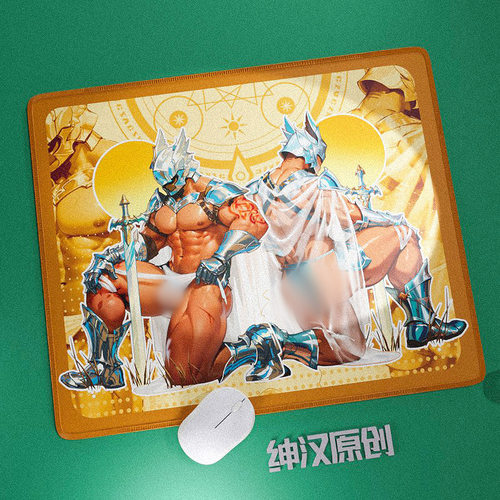 7月新款肌肉男柔软布面鼠标垫二次元家用帅哥腹肌男防滑印花桌垫