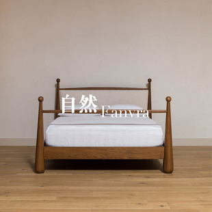自然 美式自然风实木床 原木色双人床 卧室家具 主卧1.8米大床