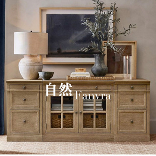 自然 美式自然风实木玄关柜 储物柜 落地式收纳柜 客厅家具可定制