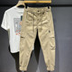 潮牌工装 多口袋卡其色修身 风束脚裤 美式 2026男春季 款 显瘦休闲长裤
