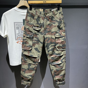 男士 多口袋束脚裤 休闲宽松哈伦裤 美式 裤 风迷彩裤 工装 子 潮牌工装