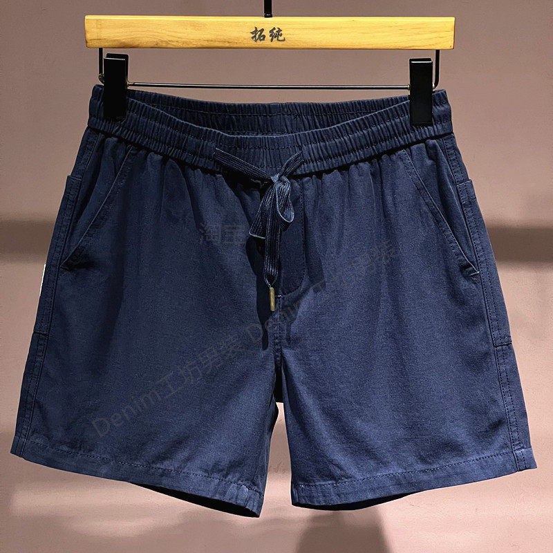 男士休闲三分四分短裤2026夏季纯棉松紧腰抽绳宽松运动沙滩裤潮流
