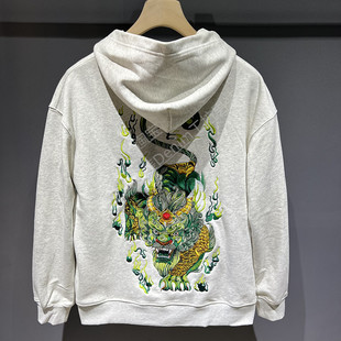 国潮风貔貅刺绣连帽开衫 秋冬上衣 卫衣男女宽松情侣重磅卫衣2025款