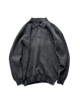 WINDERFLIES 25AW/极简风男士翻领针织衫纯羊毛polo衫休闲毛衣