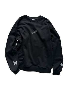 WIINDERFLIES 25AW/反光印花卫衣男女圆领套头休闲加绒长袖上衣