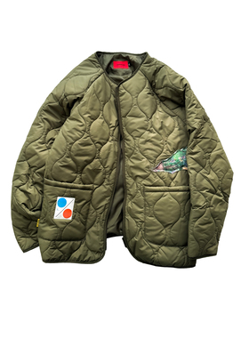 WINDERFLIES 25AW/轻薄菱形格绗棉立领宽松工装风棉服外套青年潮