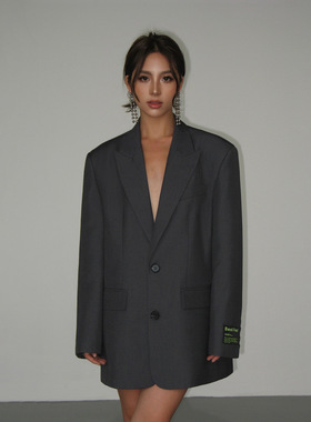 灰色西装外套女直播快手2025秋季新款韩版宽松复古小西服女潮流
