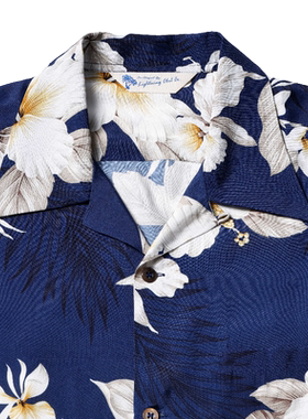 Lightning Club传统花卉美式复古古巴领RAYON夏威夷衬衫Aloha