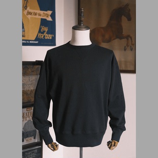 Lightning 复古v领补强重磅黑色卫衣 Club埃及棉美式