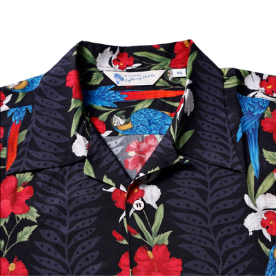 Lightning Club传统花卉美式复古古巴领RAYON夏威夷衬衫Aloha