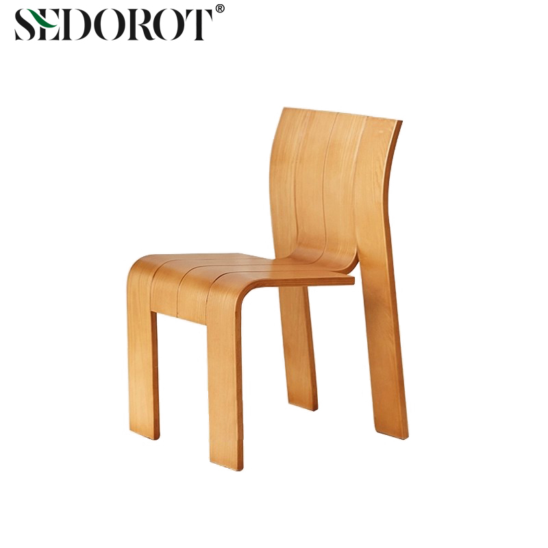 侘寂风实木餐椅家用靠背凳子