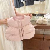韩系宝宝洋气可爱夹棉保暖外套女宝 女童马甲外穿冬季 咸柠七