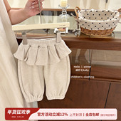 加绒束口休闲裤 儿童裤 宝宝冬季 新款 咸柠七 女童裙帘假两件裙裤