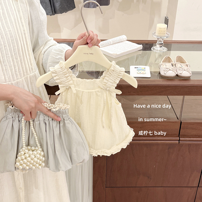奶fufu！女童夏季韩系木耳边背心