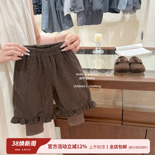 【咸柠七】原创！女童韩版童装秋冬假两件休闲裤加绒加厚打底裤