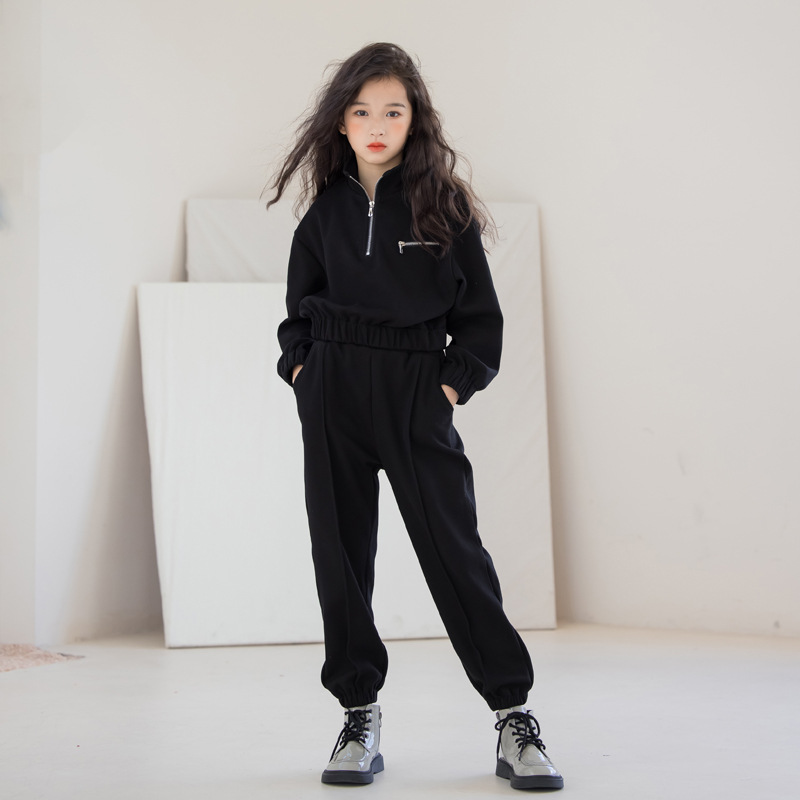 女童运动套装卫衣长裤两件套韩版小学生衣服2025秋装休闲大童女