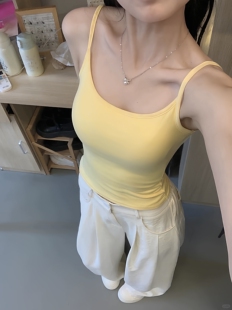 纯欲欲绝吊带白色灰色女带胸垫美背外穿打底无袖修身上衣背心女夏