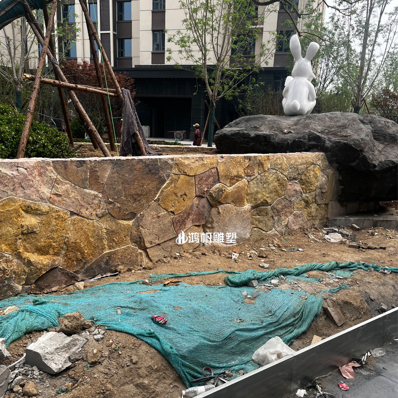 景观石墙柏坡黄干垒石头墙地铺石矮墙庭院隔断墙中国黑挡土墙定制