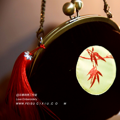 手工苏绣原创设计旗袍口金复古包