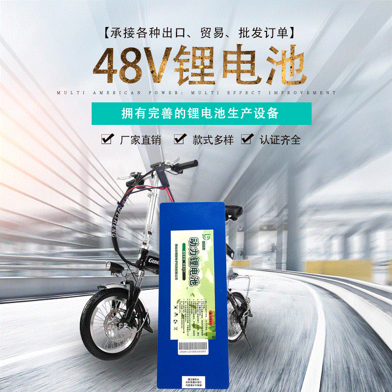 48V电动自行车13A锂电池银鱼款A品18650锂电池包