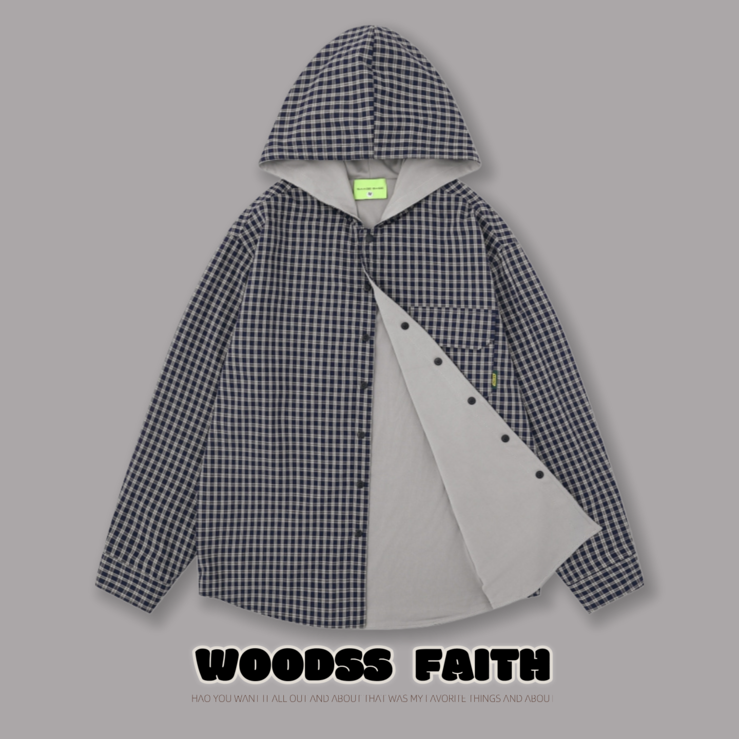 FAITH日系复古双面穿连帽衬衫