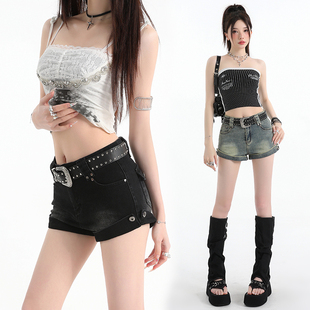 高腰弹力显瘦辣妹热裤 新款 黑色美式 工装 实拍牛仔短裤 裤 女2026夏季