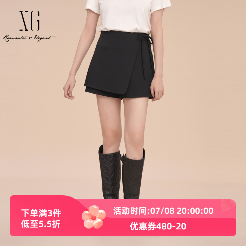 XG/雪歌2025春季新款时尚百搭显瘦直筒裙裤女短裤子XK102010A628