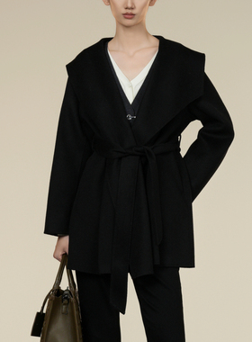 XG/雪歌2025年冬季新款百搭绵羊毛双面呢中长大衣女XK410009A290