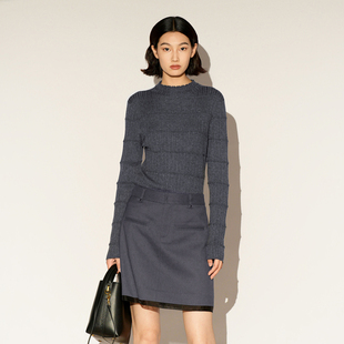 XG/雪歌26春新款半高领针织衫修身百搭通勤肌理上衣XL111027A183