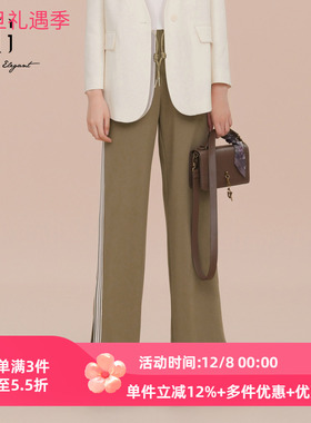 XG/雪歌专柜休闲裤女25春新款高腰显瘦直筒阔腿裤XK102019A573