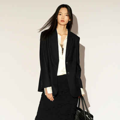 XG/雪歌26春新款廓形西装女职场优雅气质极简风外套XL107005A190