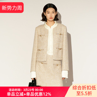 千金风优雅知性圆领外套XL107013B130 短外套女春季 雪歌26春款