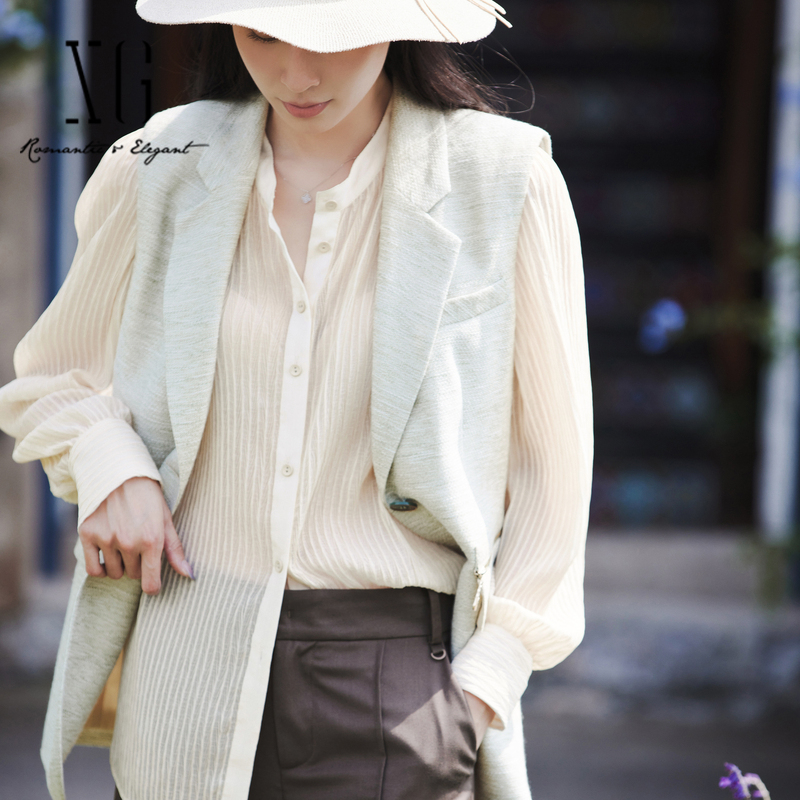 长袖衬衫XG/雪歌法式单排扣