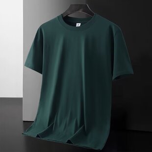 新款 t恤圆领大码 冰丝速干男装 短袖 百搭上衣服黑色纯色T恤 男式 夏季
