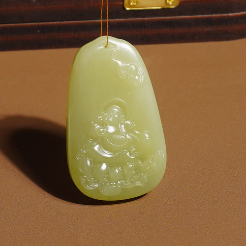 细润黄口料连年有余玉坠 苏工莲花锦鲤轻奢典藏玉石挂饰