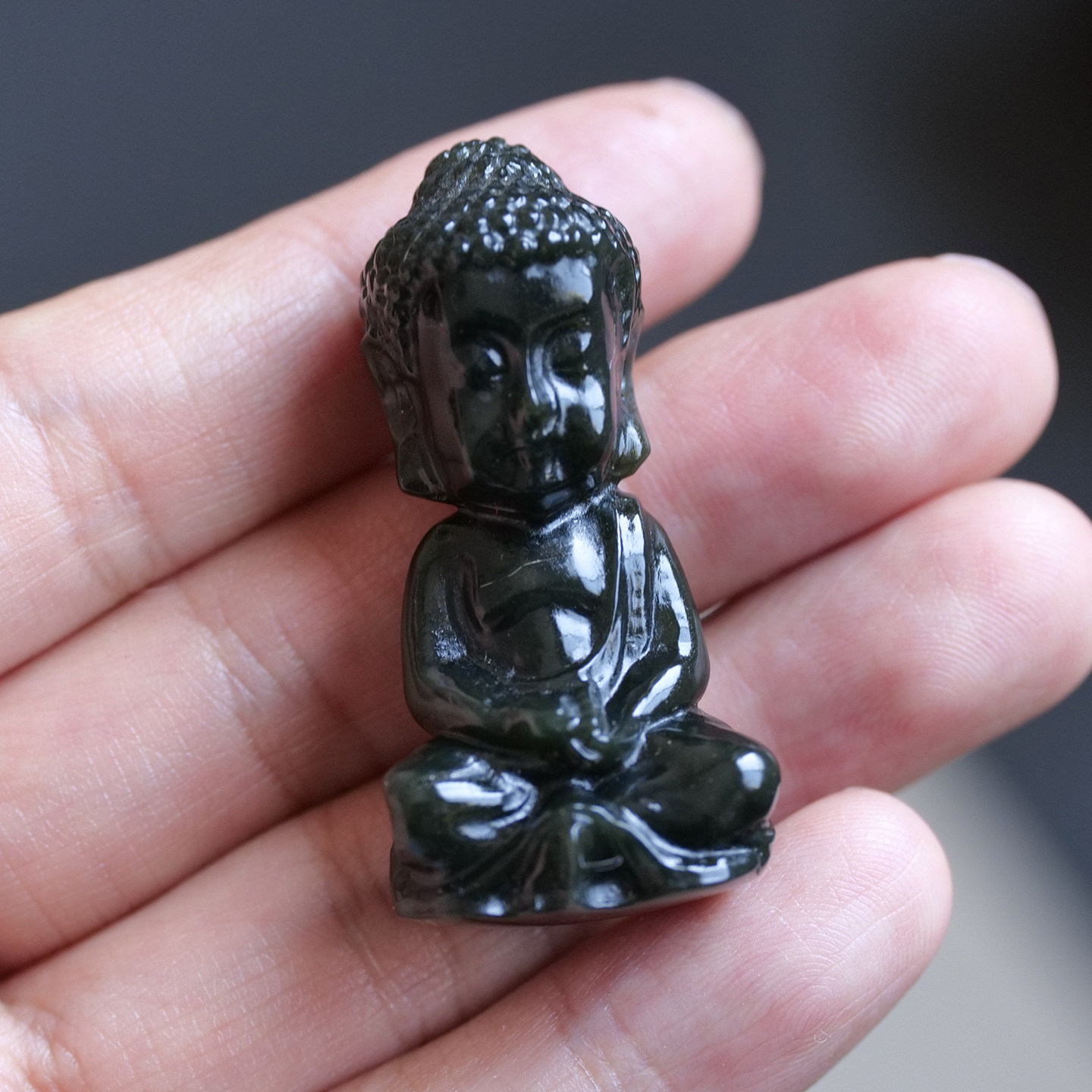 天然和田玉青海料黑青玉宝宝佛悟道吊坠印章摆件吊坠挂件礼物8z