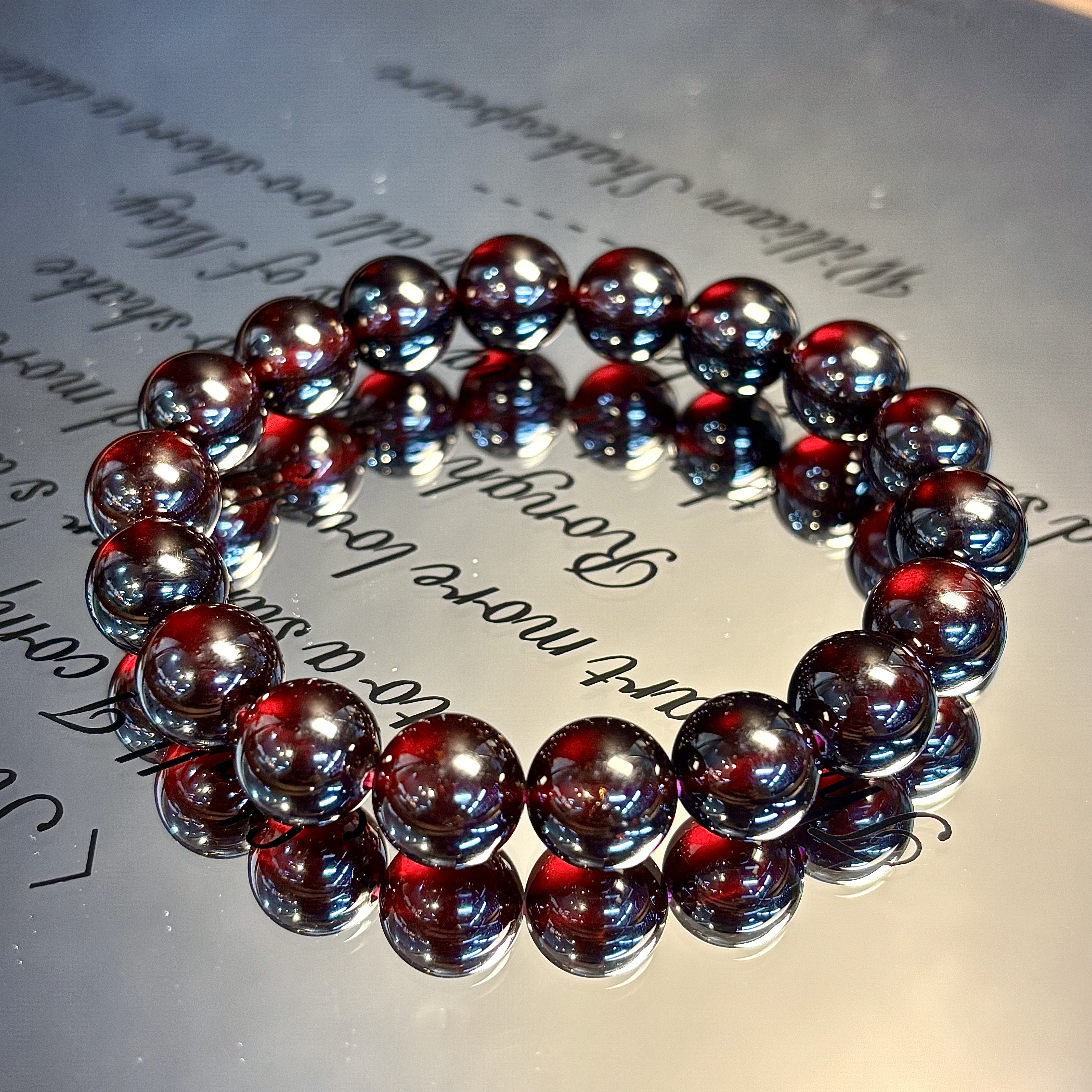 稀缺大颗粒 老矿酒红石榴石单圈手串