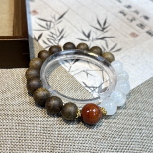 高定- 绯霜 | 红极光聚宝盆12mm+白兔毛10mm+沉香10mm+手串