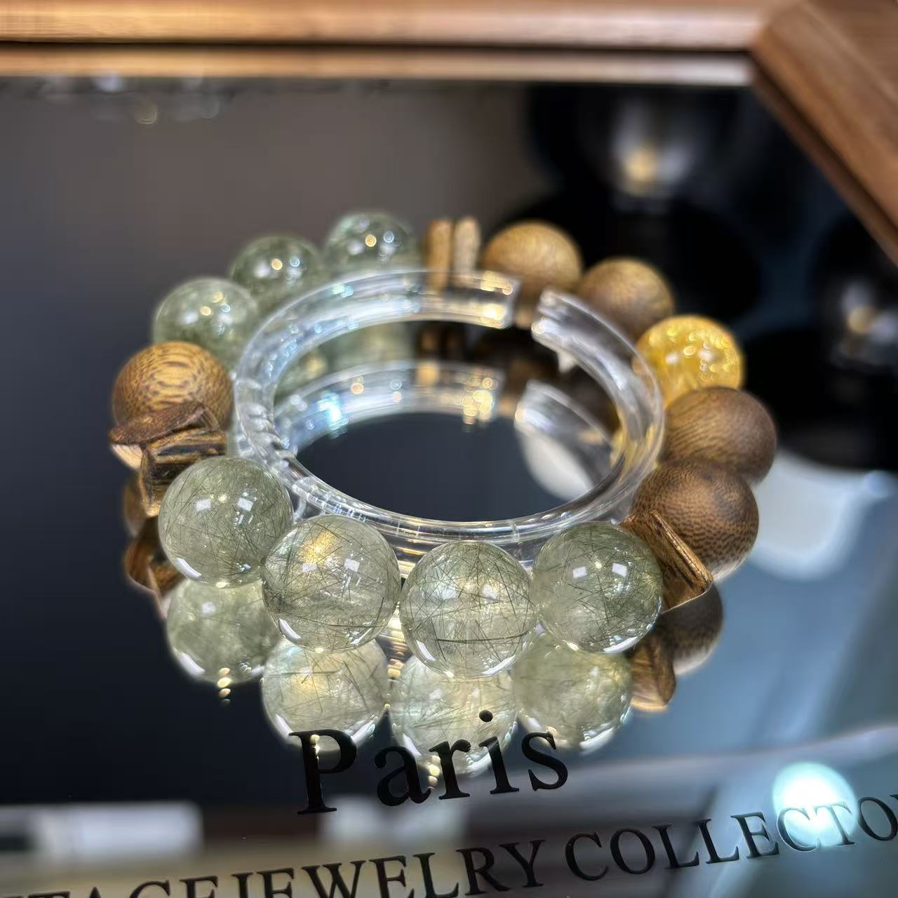 高定-青青子衿 | 奇楠沉香绿兔毛黄塔晶手串 14mm+