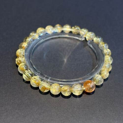 高定-金脉 钛晶+金太阳单圈手串6mm+