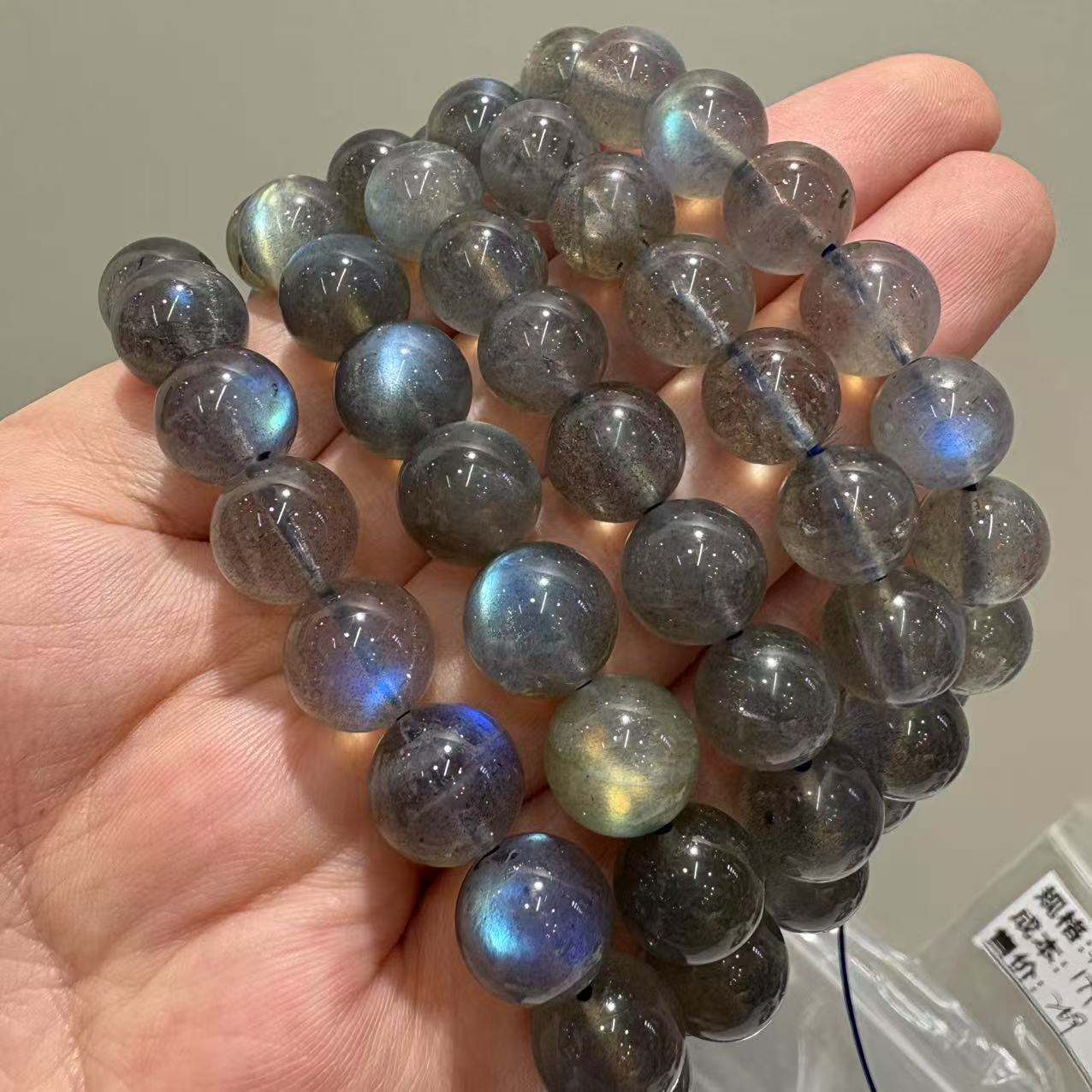 暗里着迷 | 巴西蓝金光冰透体灰月光拉长石单圈手串