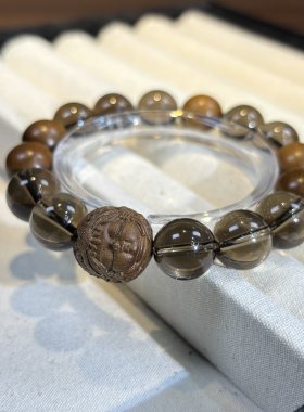 高定-檀禄 | 老山檀黄财神/扎基拉姆+茶水晶+老山檀手串 12mm+