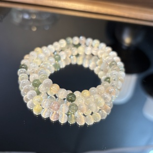 彩婚纱白兔毛多圈手串5mm+