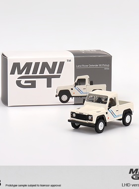 Mini GT#338白色1:64越野车模型卫士Defender皮卡90适用于路虎