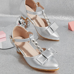 HE童鞋女小皮鞋儿童公主鞋中大童学生走秀生日钢琴礼服舞台高跟鞋
