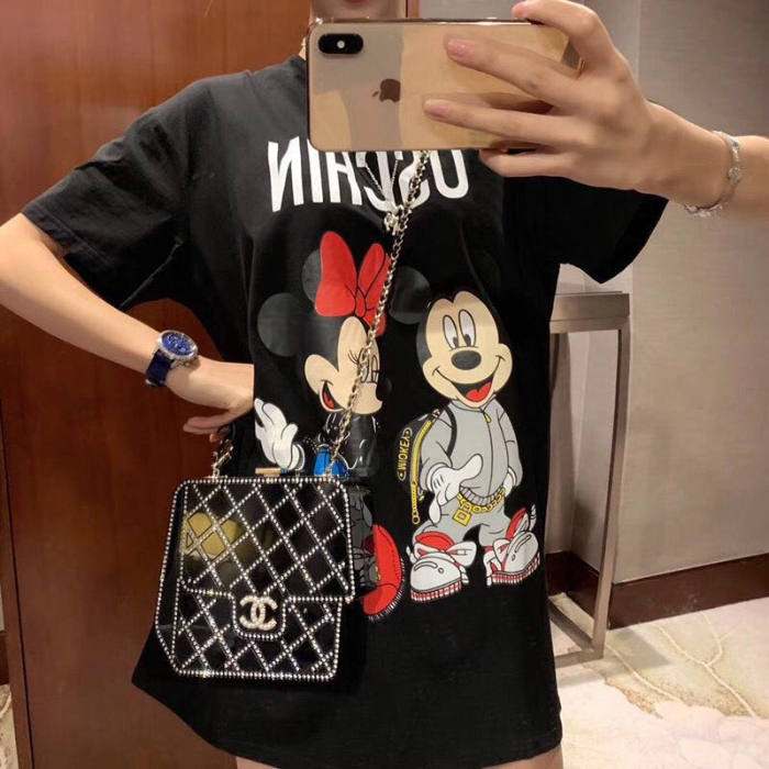 Summer new Mickey T-shirt short sleeve female Mickey Mouse cartoon print half sleeve loose mesh red couple top